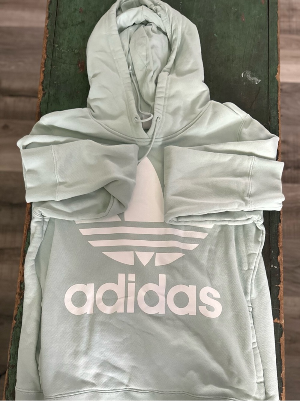 adidas Light Mint Green Trefoil Hoodie with White Logo